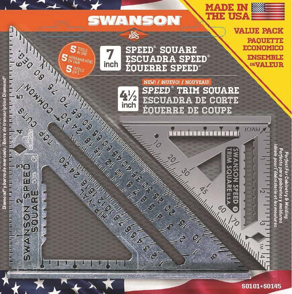 Swanson Tool 7 Inch Speed Square with 4.5 Inch Trim Speed Square