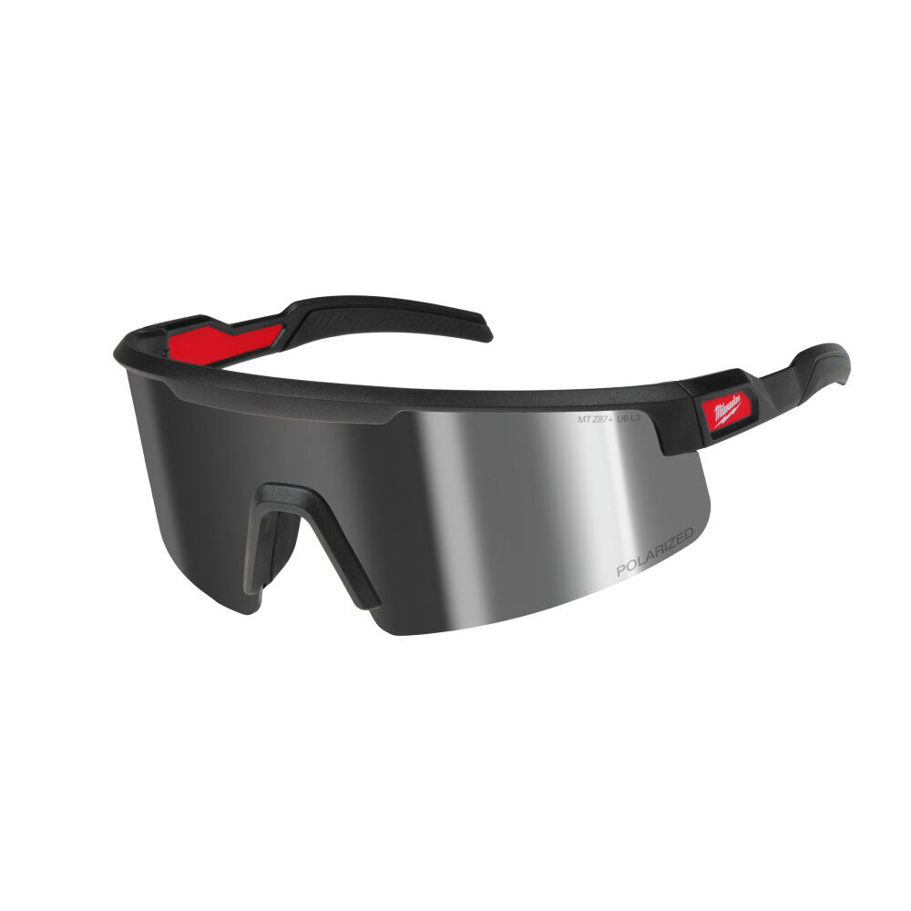 Milwaukee Polarized Wrap Around Safety Glasses – Silver Mirrored Dual Coat Lenses
