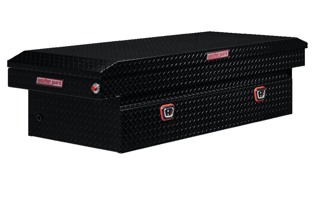 Weather Guard Saddle Truck Tool Box Aluminum Full Extra Wide Gloss Black