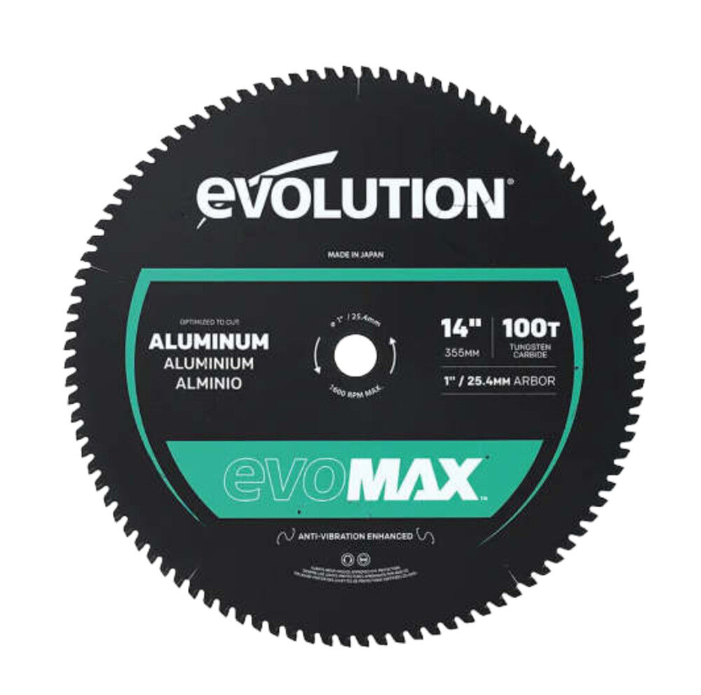 Evolution Power Tools EVOMAX 14 Inch x 1 Inch 100T Aluminum Saw Blade