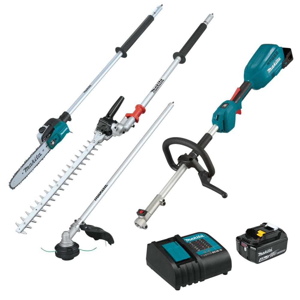 Makita 18V LXT Brushless Couple Shaft Power Head Kit with String Trimmer, Pole Saw & Articulating Hedge Trimmer Attachments (4.0Ah)