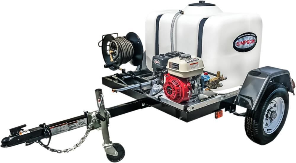 Simpson 3200 PSI 2.8 GPM Gas Powered Cold Water Pressure Washer Trailer with 5 Spray Tips
