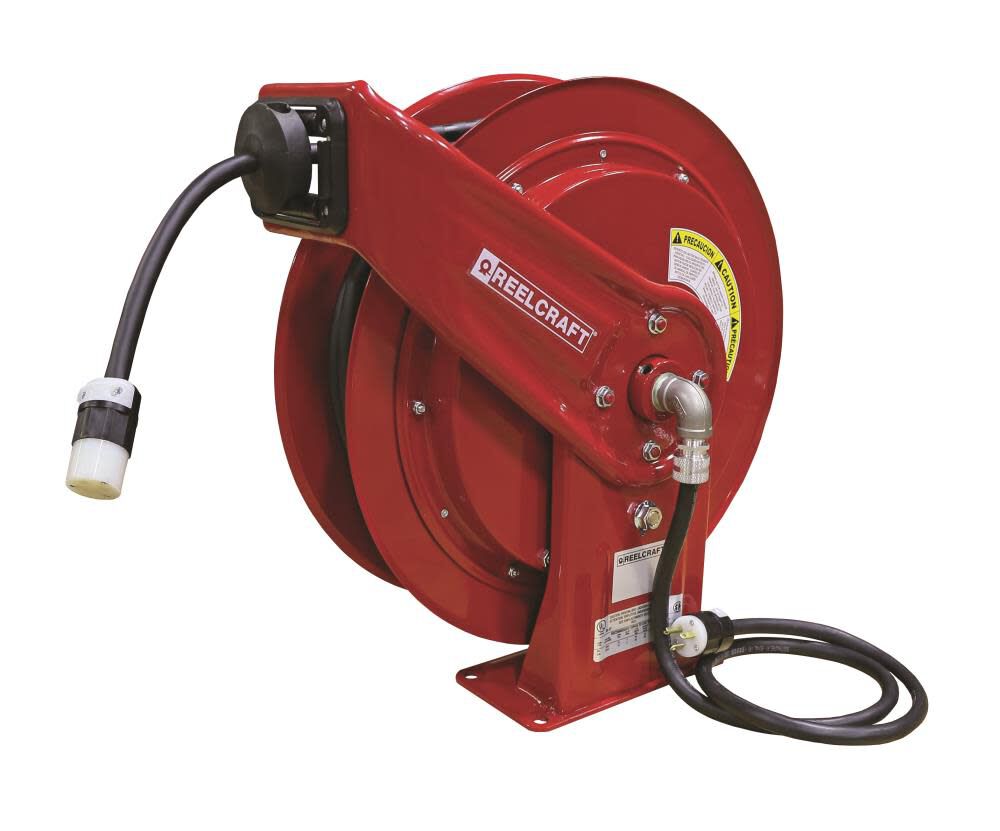 Reelcraft Spring Retractable Power Cord Reel – 100 Ft. Single Connector