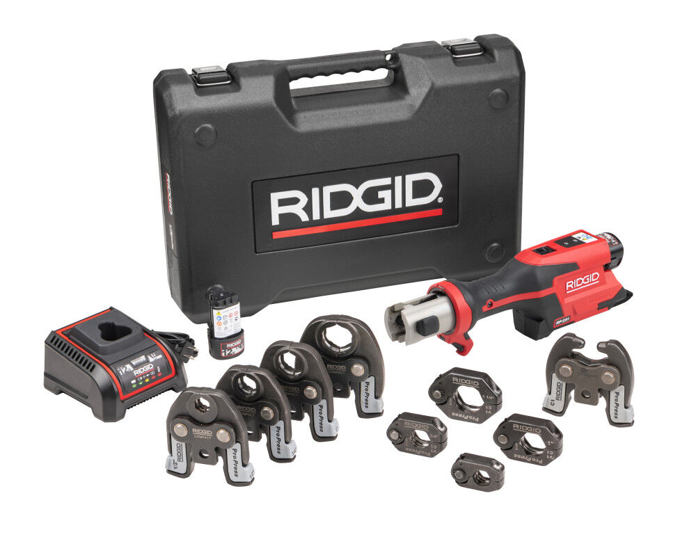 Ridgid RP 251 Press Tool Battery Kit with ProPress Rings & Jaws (1/2 Inch-1-1/4 Inch) and C1 Actuator