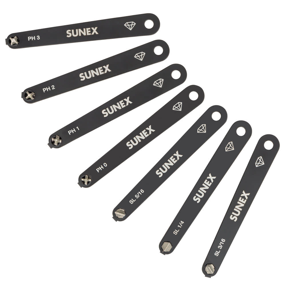 Sunex Phillips and Slotted Low Profile Diamond Coat Screwdriver Set 7 Pieces
