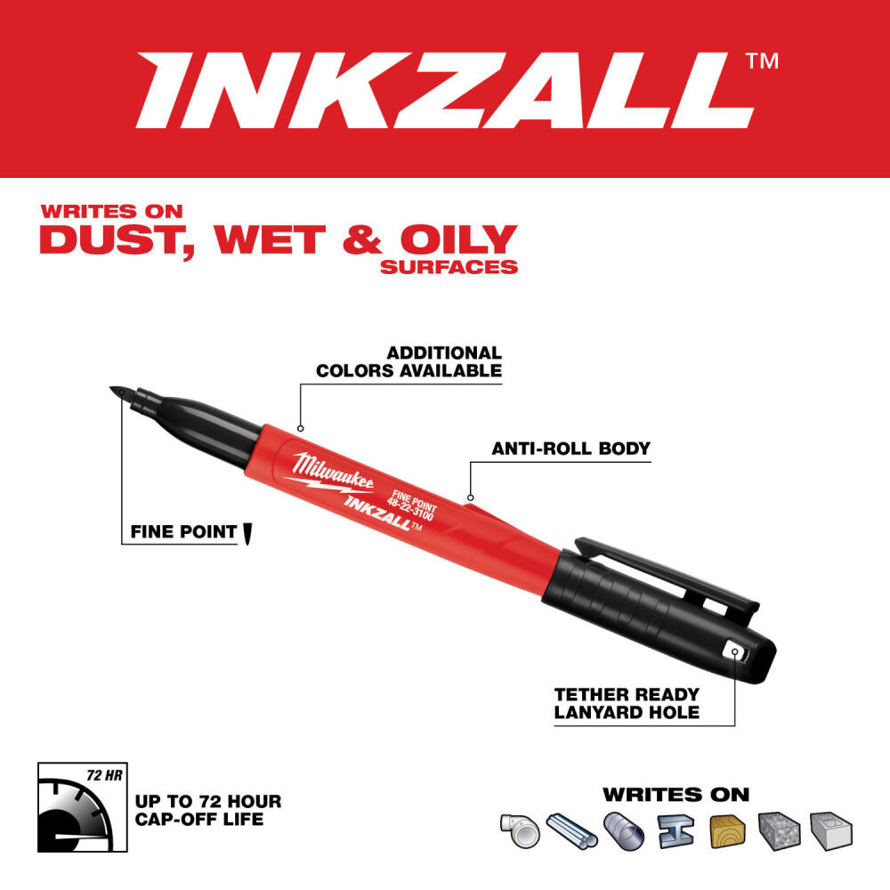 Milwaukee INKZALL Fine Point Black Marker (2-Pack)