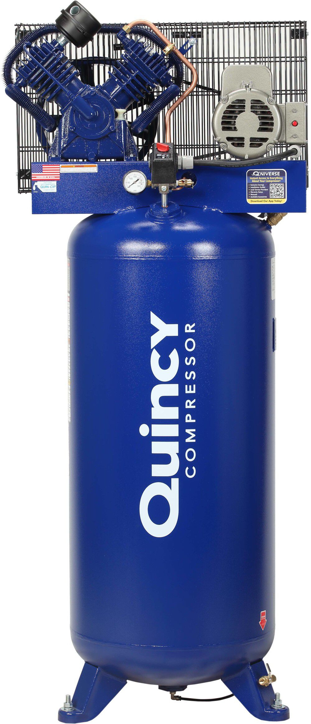 Quincy Reciprocating Air Compressor 5HP 230V 60 Gallon Vertical