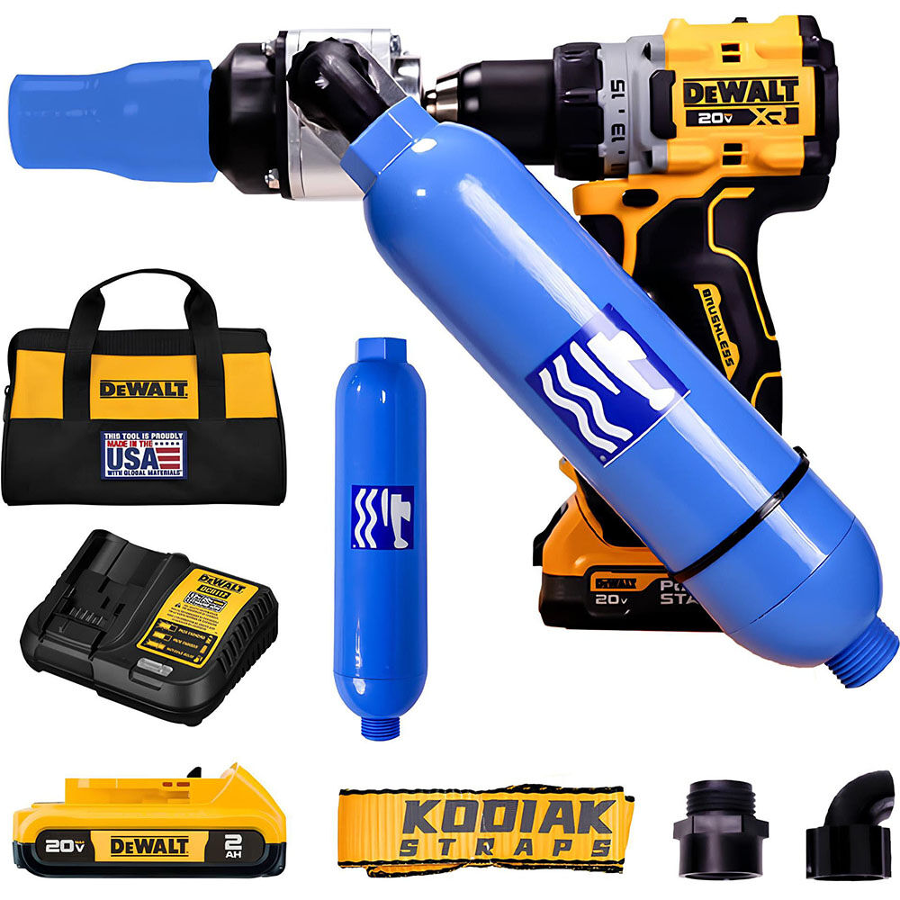 Turbo Seaplane Float Pump with DEWALT 20V MAX XR Compact Drill 2 Battery and 2 Invasive Species Filters Kit