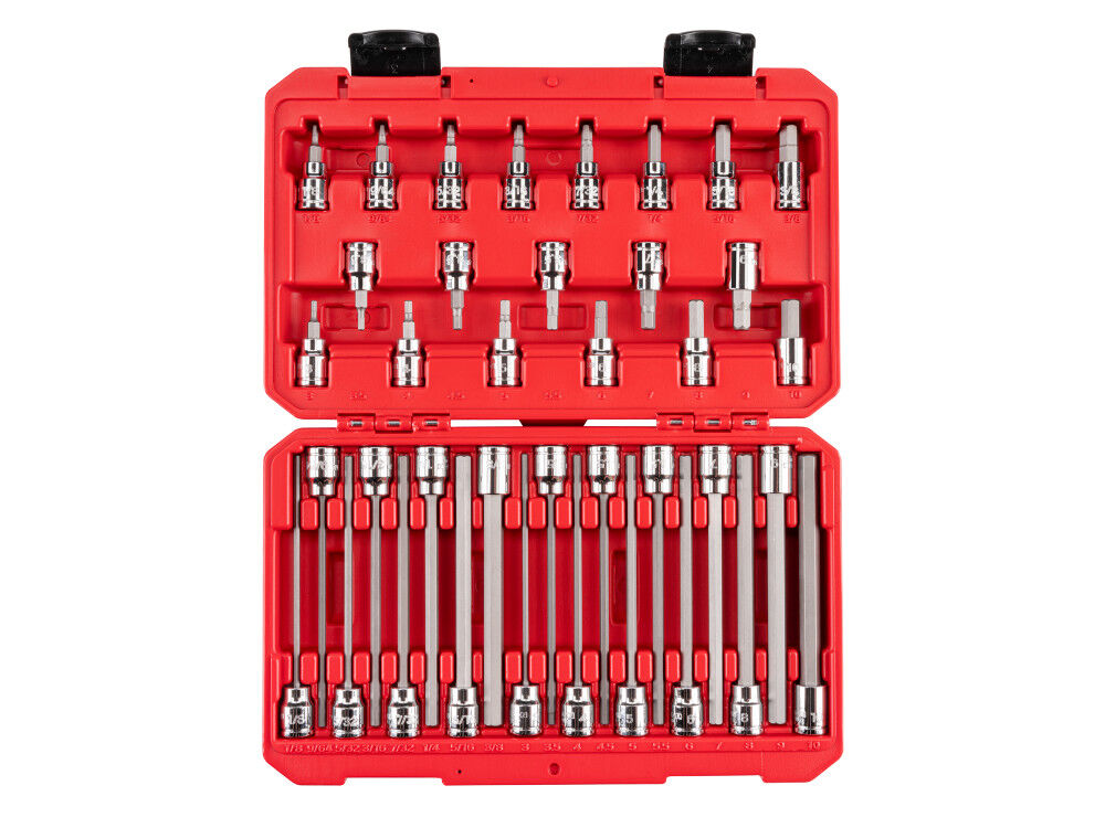 Tekton 3/8 Inch Drive Hex Bit Socket Set, 38 Pieces (1/8-3/8 Inch, 3-10 mm)