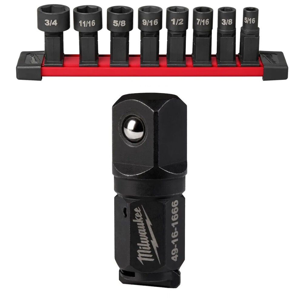 Milwaukee INSIDER Box Ratchet Anvil Adapter and 8 Piece SAE Socket Set Bundle