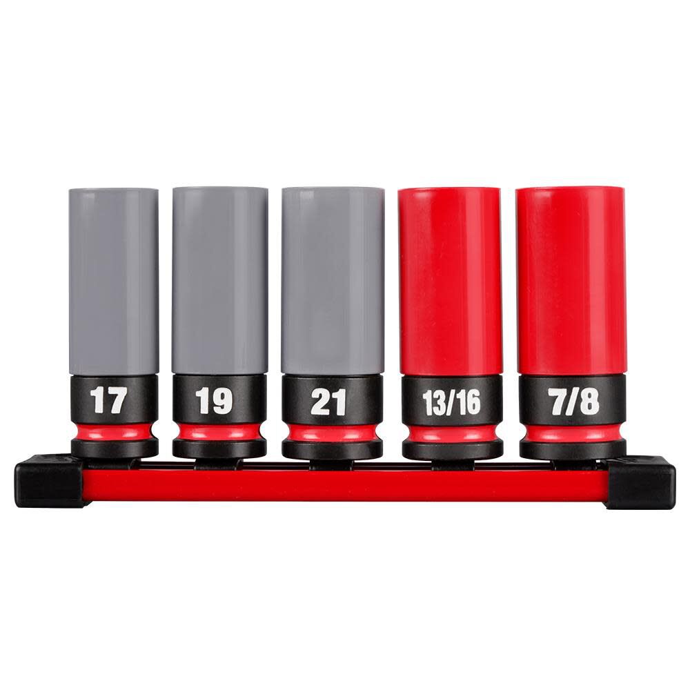 Milwaukee SHOCKWAVE Impact Duty Socket 1/2 Drive SAE & Metric 5PC Lug Nut Wheel Set