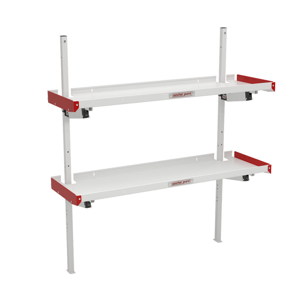 Weather Guard 60 Inch White/Red Aluminum Folding Van Shelving
