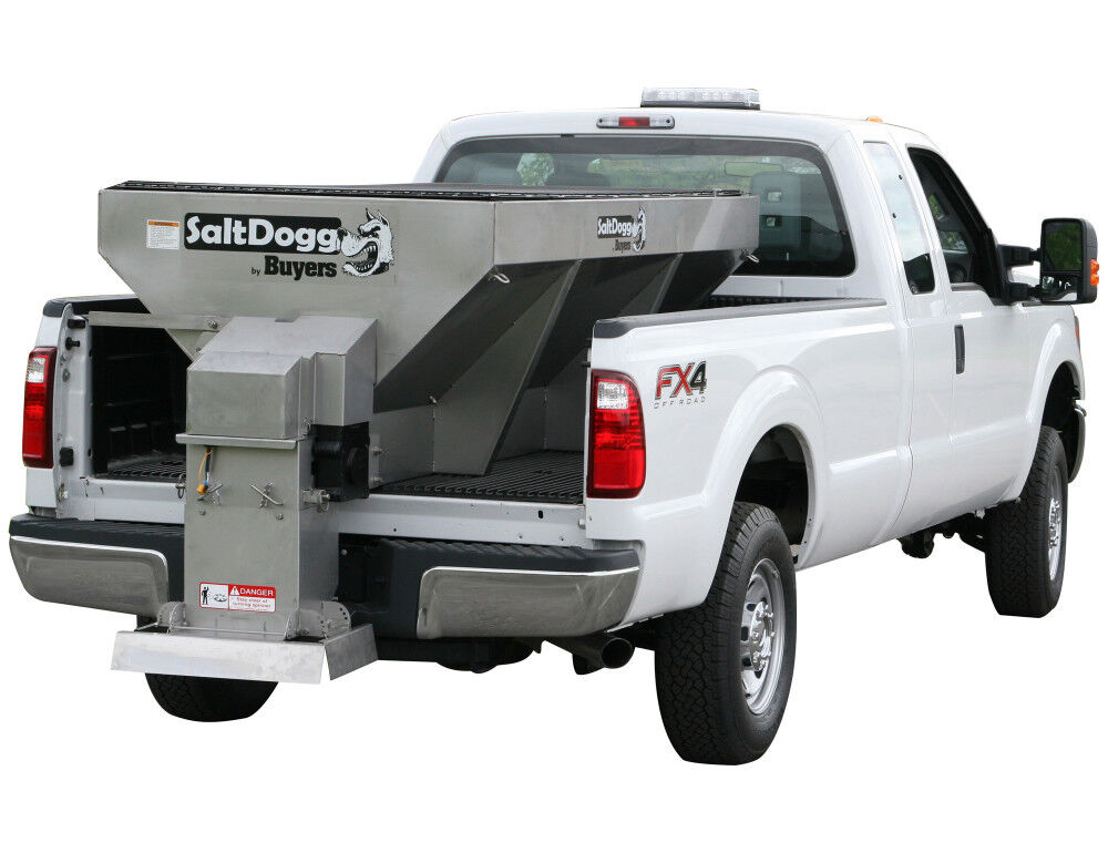 Buyers Products Company SaltDogg 7ft 1.8 Cubic Yard Electric Stainless Hopper Spreader with Chain Conveyor