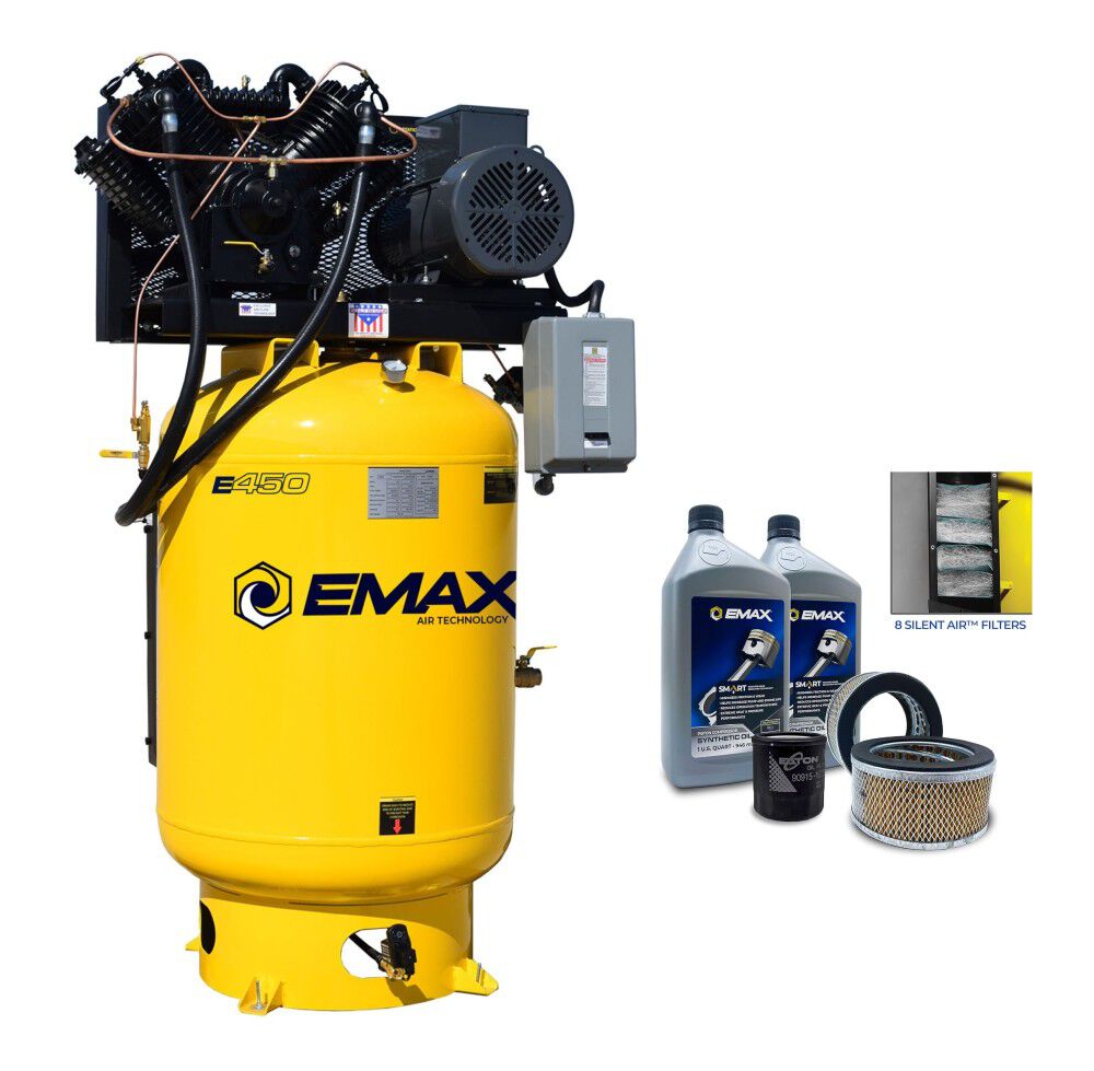 EMAX 120 Gallon 175 PSI Pressure Lube Air Compressor with Maintenance Kit