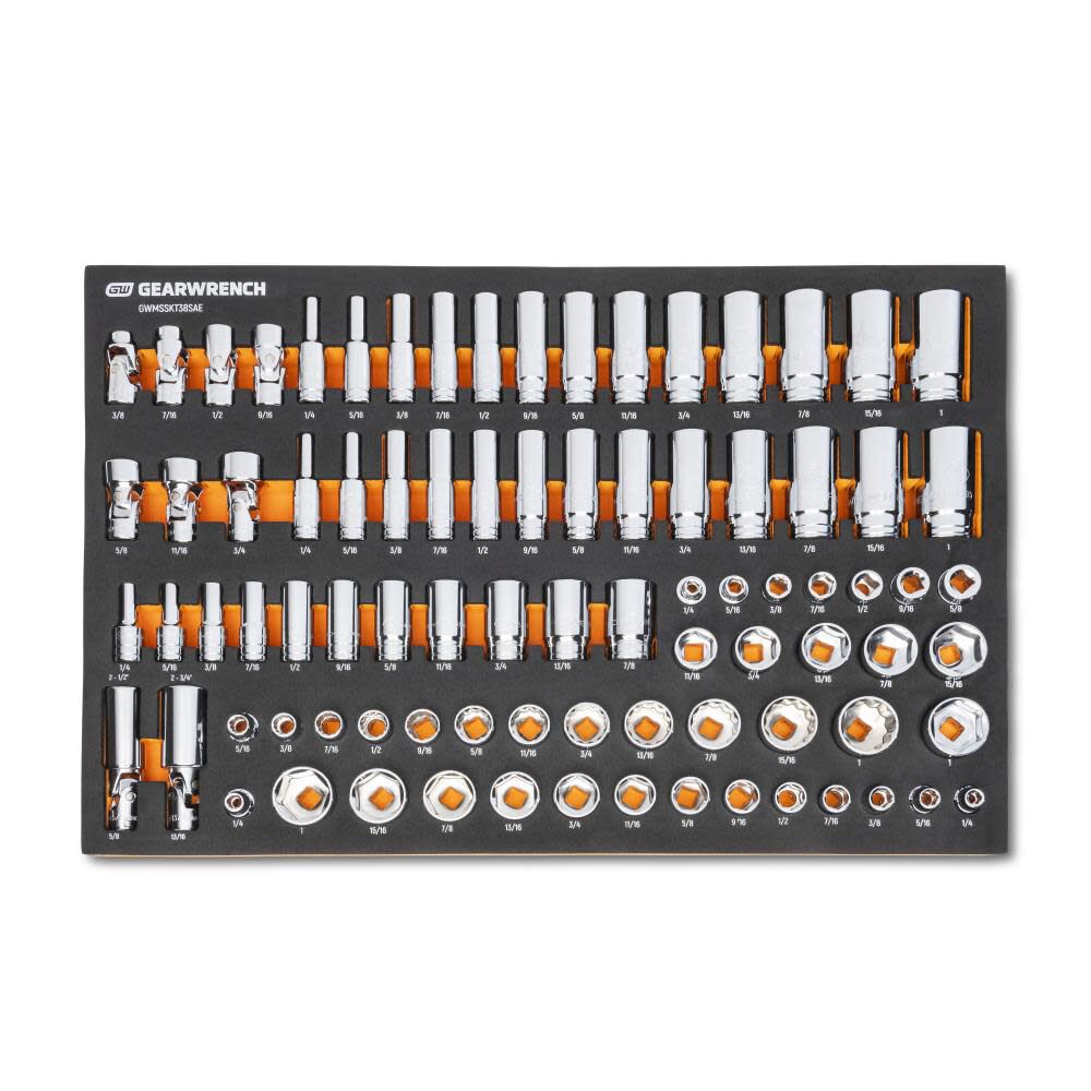 GEARWRENCH 3/8 in Drive Master SAE Socket Set in Foam Storage Tray 85pc