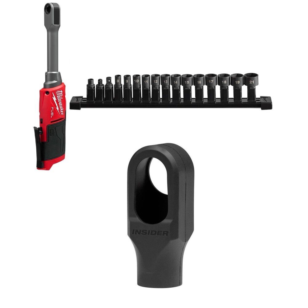 Milwaukee M12 Fuel Insider Extended Reach Ratchet (Bare Tool), Protective Boot Bundle