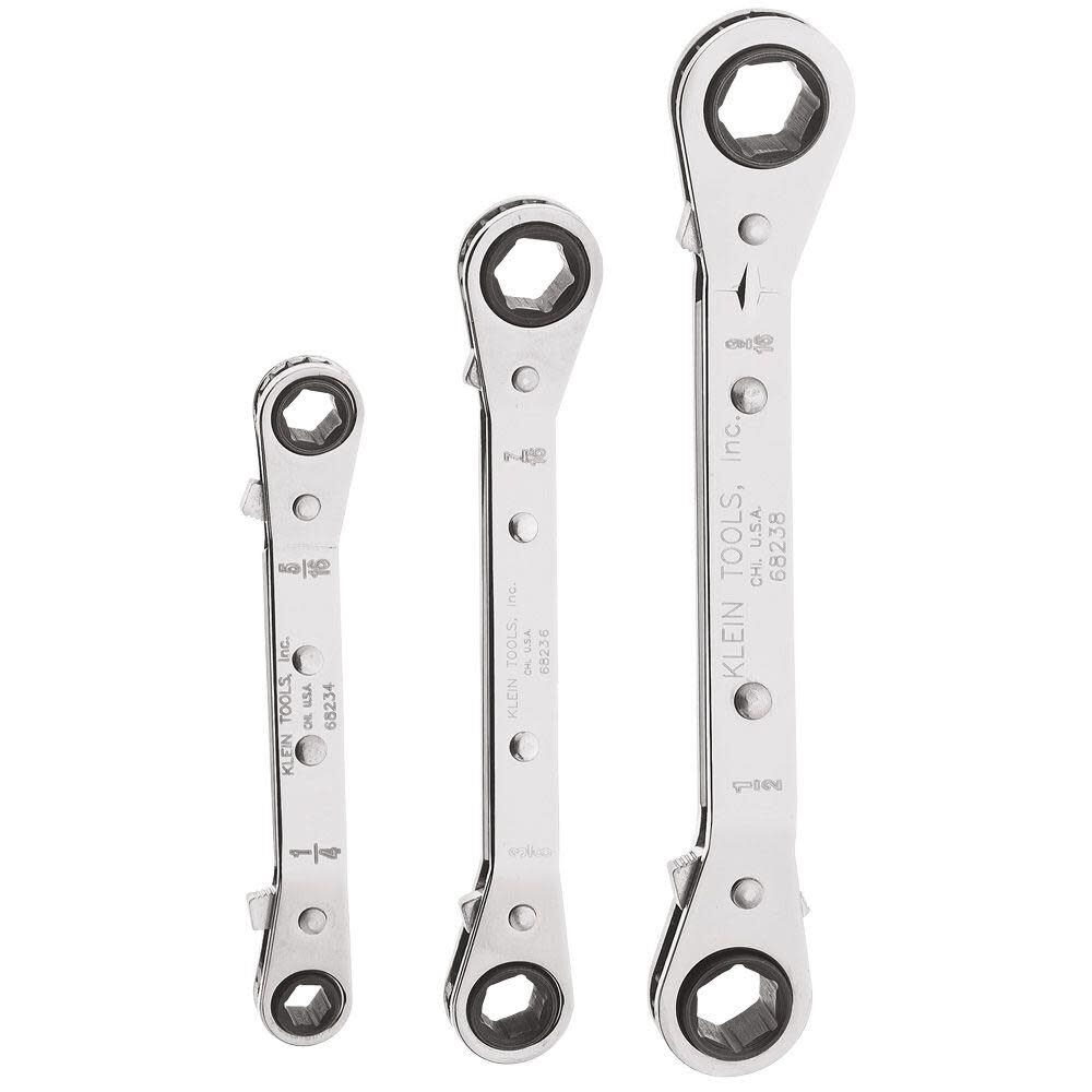 Klein Tools Reverse Ratchet Box Wrench Set 3 Pc