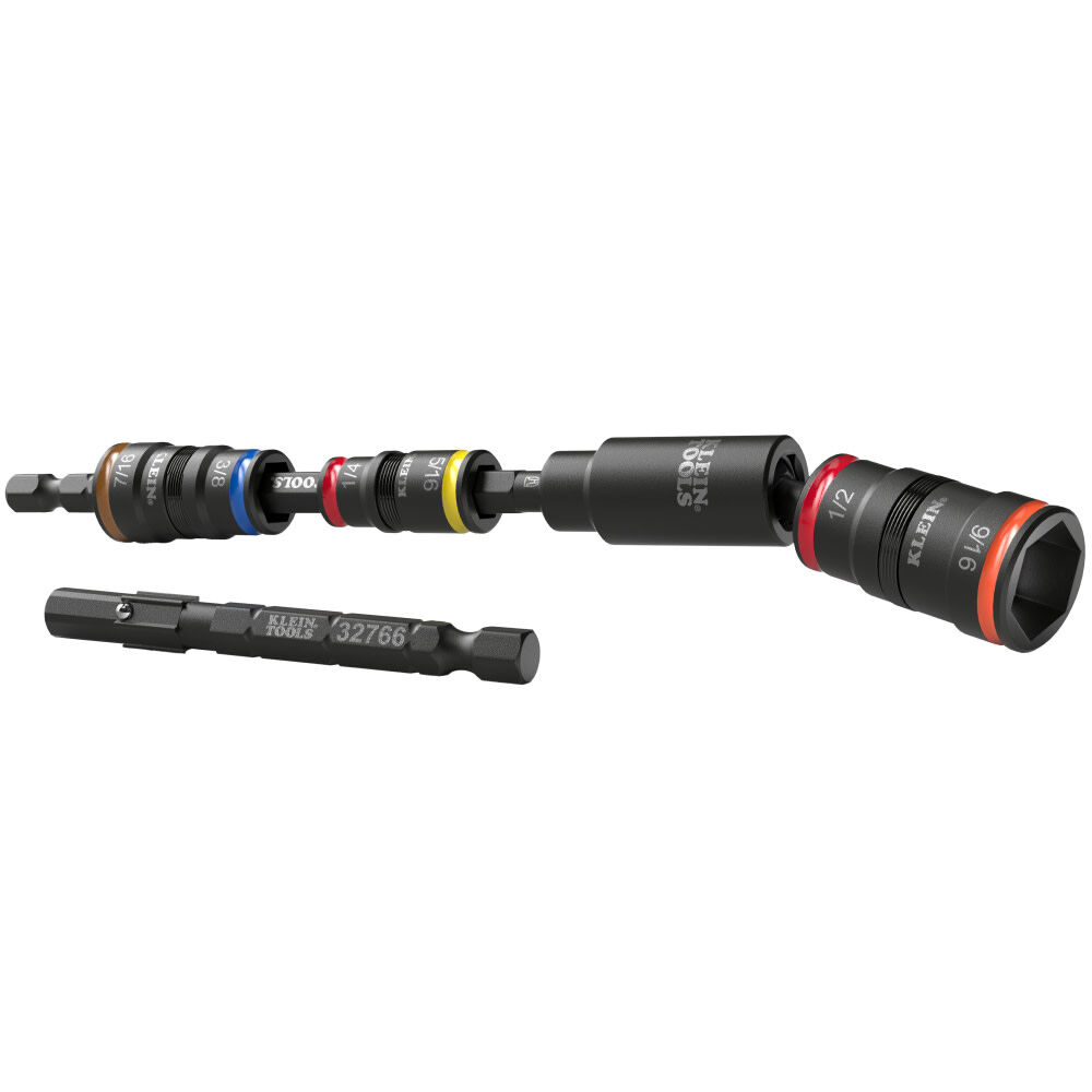 Klein Tools Impact Flip Socket Set With Swivel Adapter, 6 Pieces