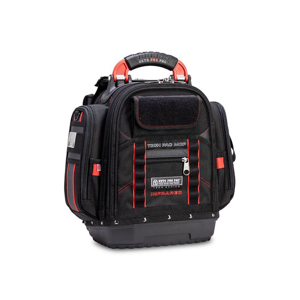 Veto Pro Pac 40 Lbs Small Zippered Compact Tool Backpack, Black/Red