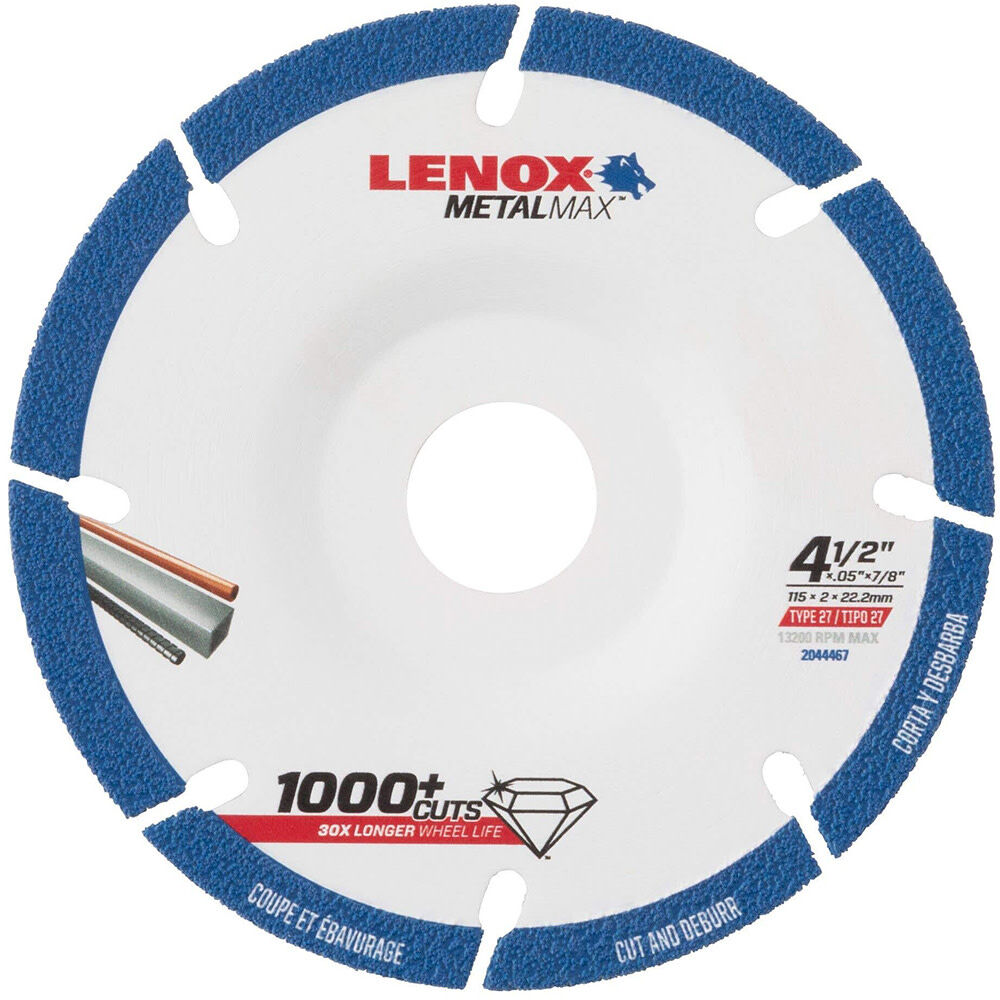 Lenox MetalMax 4 1/2 Inch Type 27 Segmented Rim Diamond Cut-Off Wheel for Metal