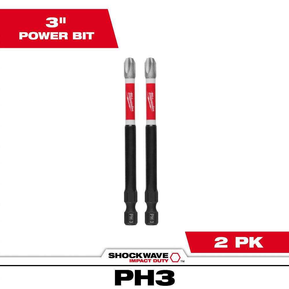 Milwaukee SHOCKWAVE Impact Bit 3 1/2inch PH3 2pk