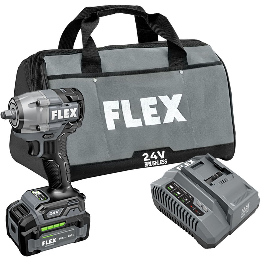 FLEX 24V Cordless 3/8 Inch Compact Impact Wrench Kit