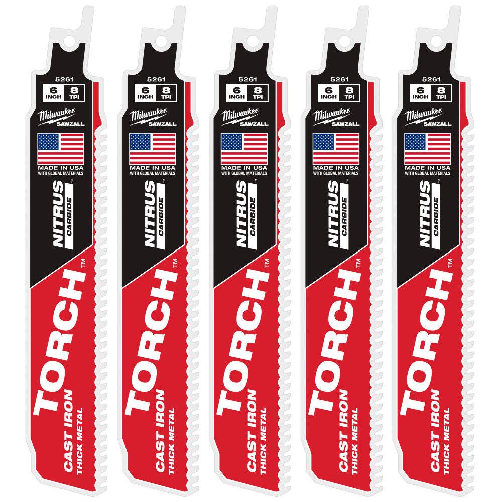 Milwaukee 6inch 7TPI The TORCH for CAST IRON with NITRUS CARBIDE 5PK