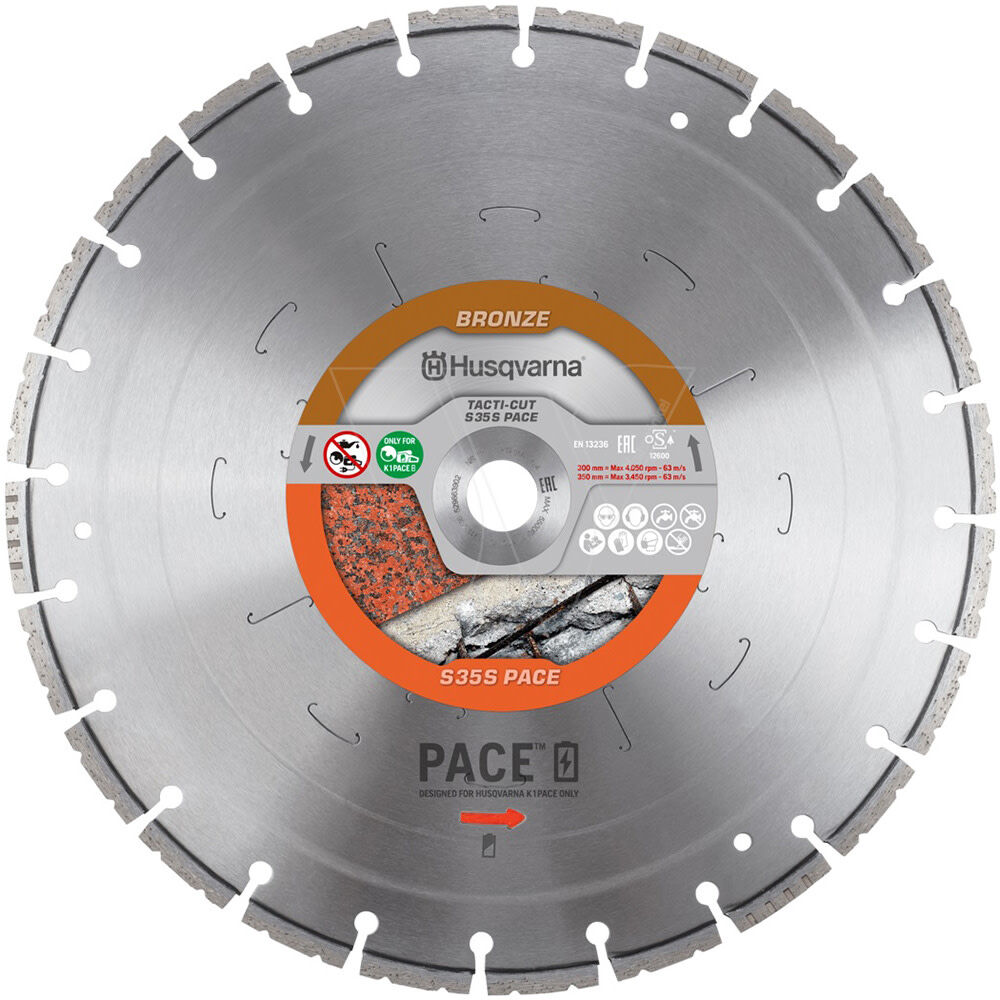 Husqvarna Construction Tacti-Cut S35S PACE 14 Inch Bronze Turbo Diamond Blade for Concrete and Masonry Materials