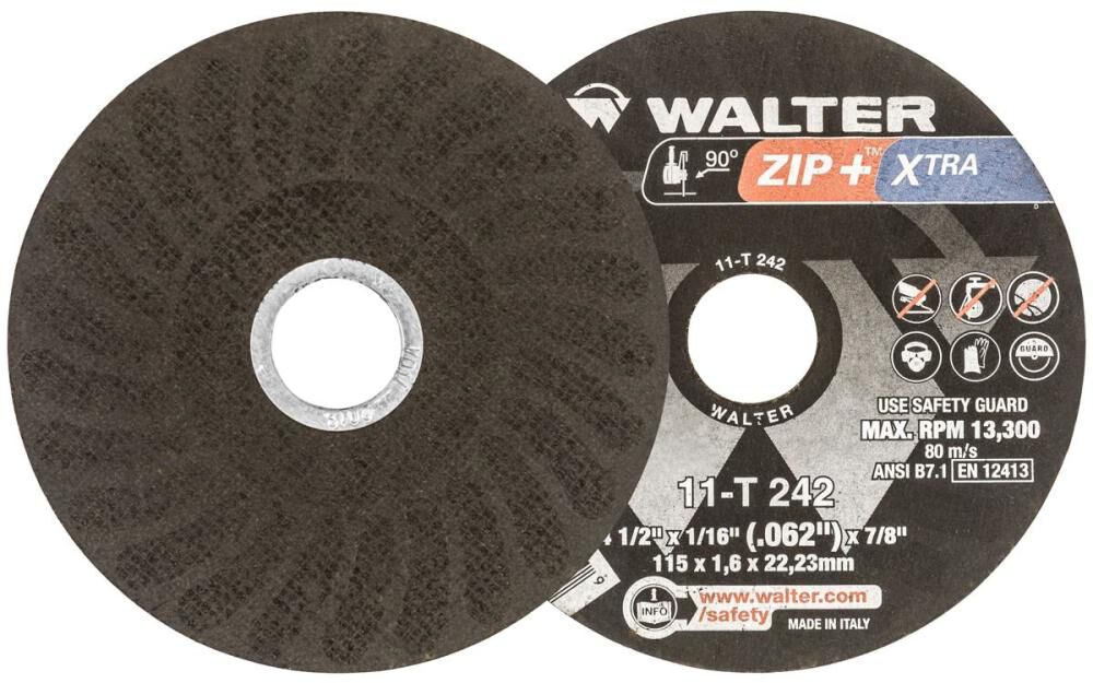 Walter 4-1/2 Inch ZIP+XTR Cut-Off Wheel, 1/16 Inch Thick