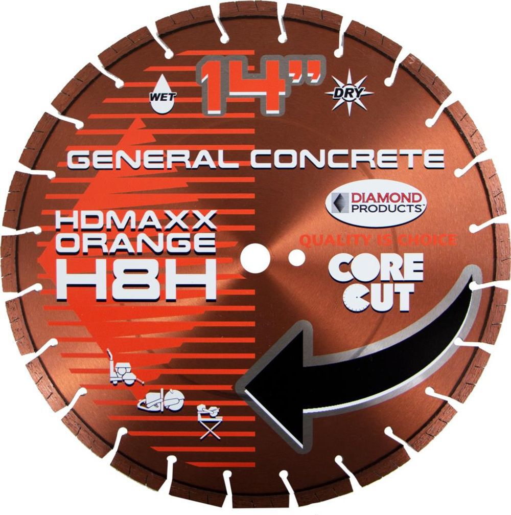 Diamond Products H7 Heavy Duty Orange MAXX High Speed 14 Inch Segmented Rim Diamond Blade for Hard Materials