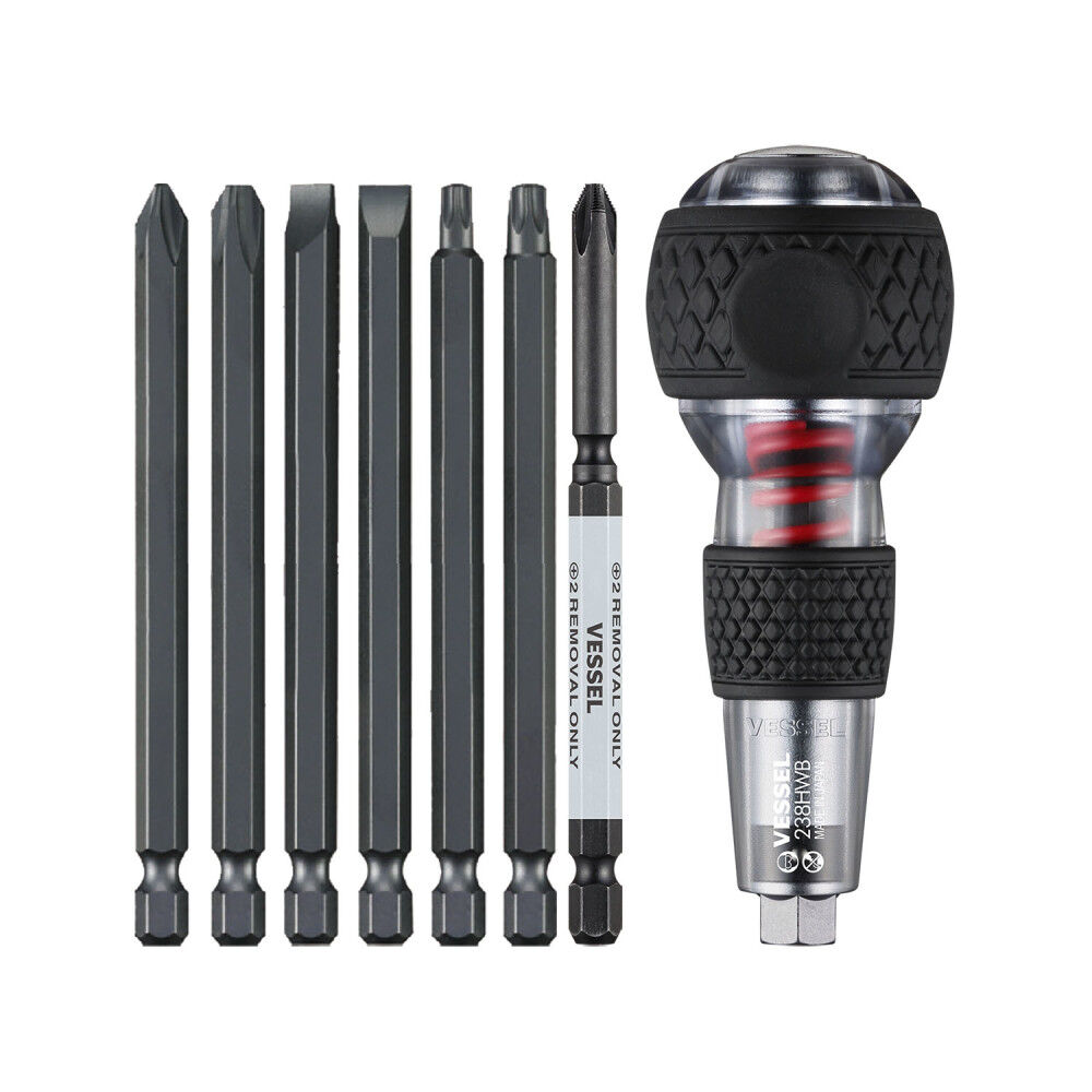 VESSEL Impact and Out Screwdriver Bit Set for Damaged Screw Removal 8-Pieces