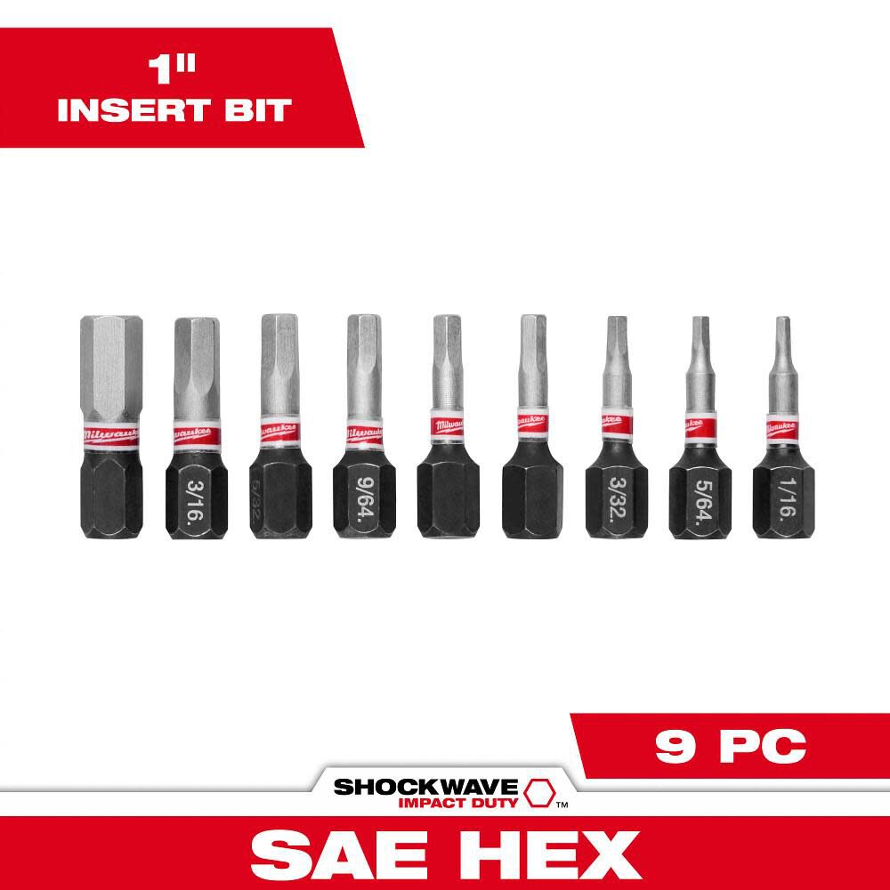 Milwaukee SHOCKWAVE 9-Piece Impact Hex Insert Bit Set