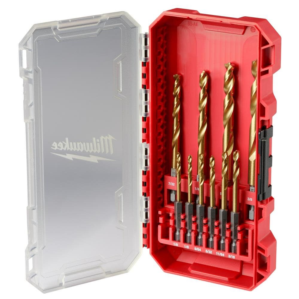 Milwaukee 10-Piece Titanium Nitride SHOCKWAVE Red Helix Drill Bit Kit