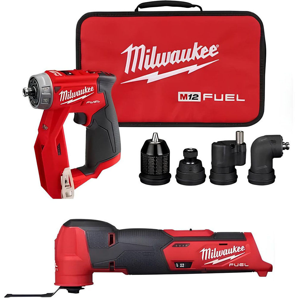 Milwaukee M12 FUEL Installation Drill/Driver (Bare Tool) Oscillating Multi-Tool Bundle