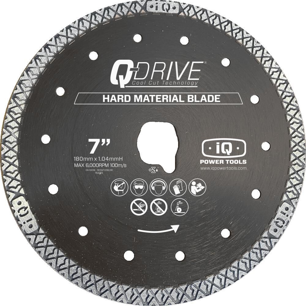 iQ Power Tools Q-Drive 7 Inch Continuous Rim Diamond Blade for Hard Materials
