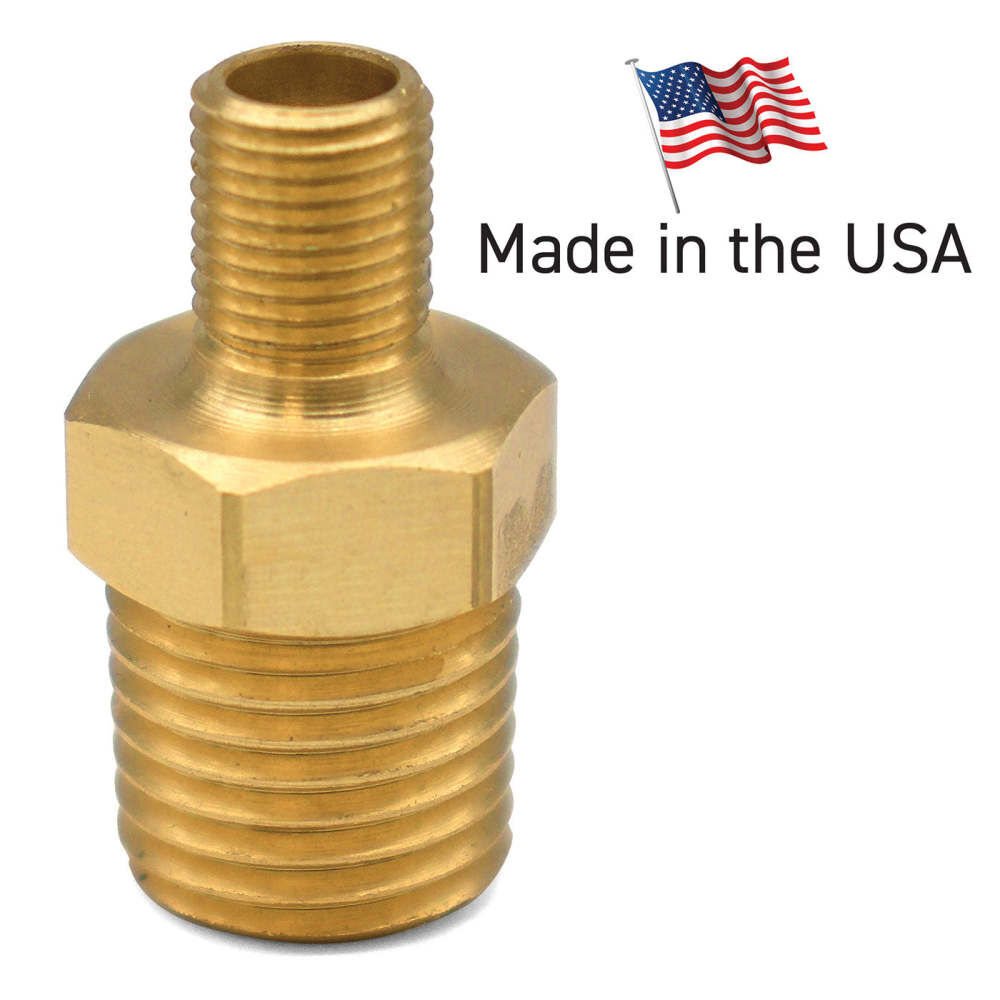 Lock N Lube 1/4 Inch MNPT to Male Schrader Valve Brass Tire Inflator Adapter