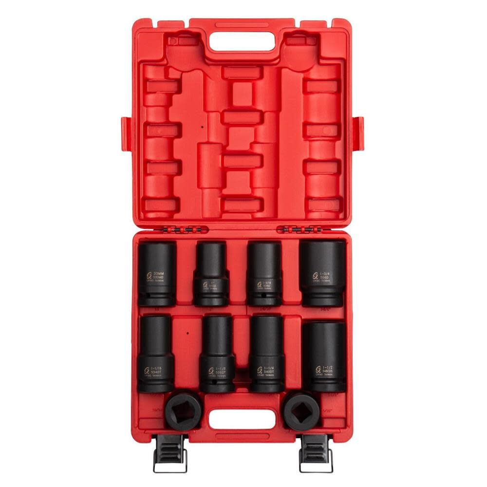 Sunex 1 In. Drive SAE & Metric Heavy Duty Wheel Impact Socket 10 pc.