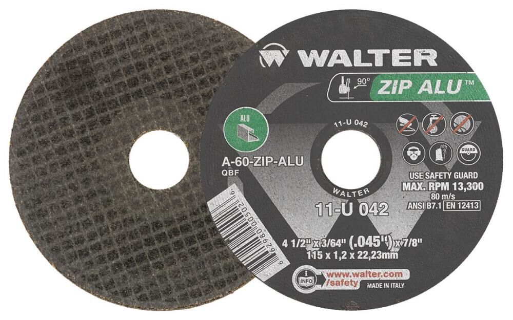 Walter Cut-Off Wheel, 4-1/2 x 3/64 x 7/8 Inch ZIP ALU WHEEL, Type 1