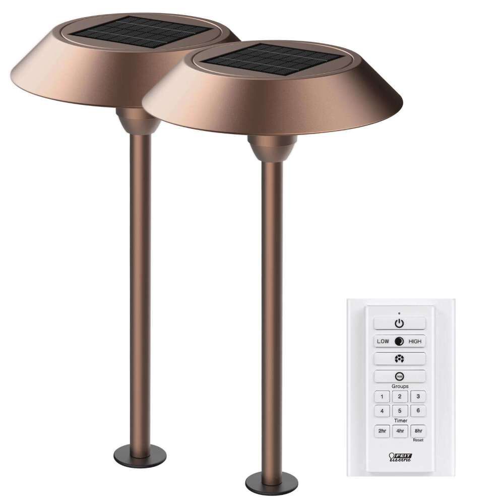 Feit Electric 12 Inch 0.4W 40 Lumens Landscape Solar Pathway Light Bronze 2 Pieces