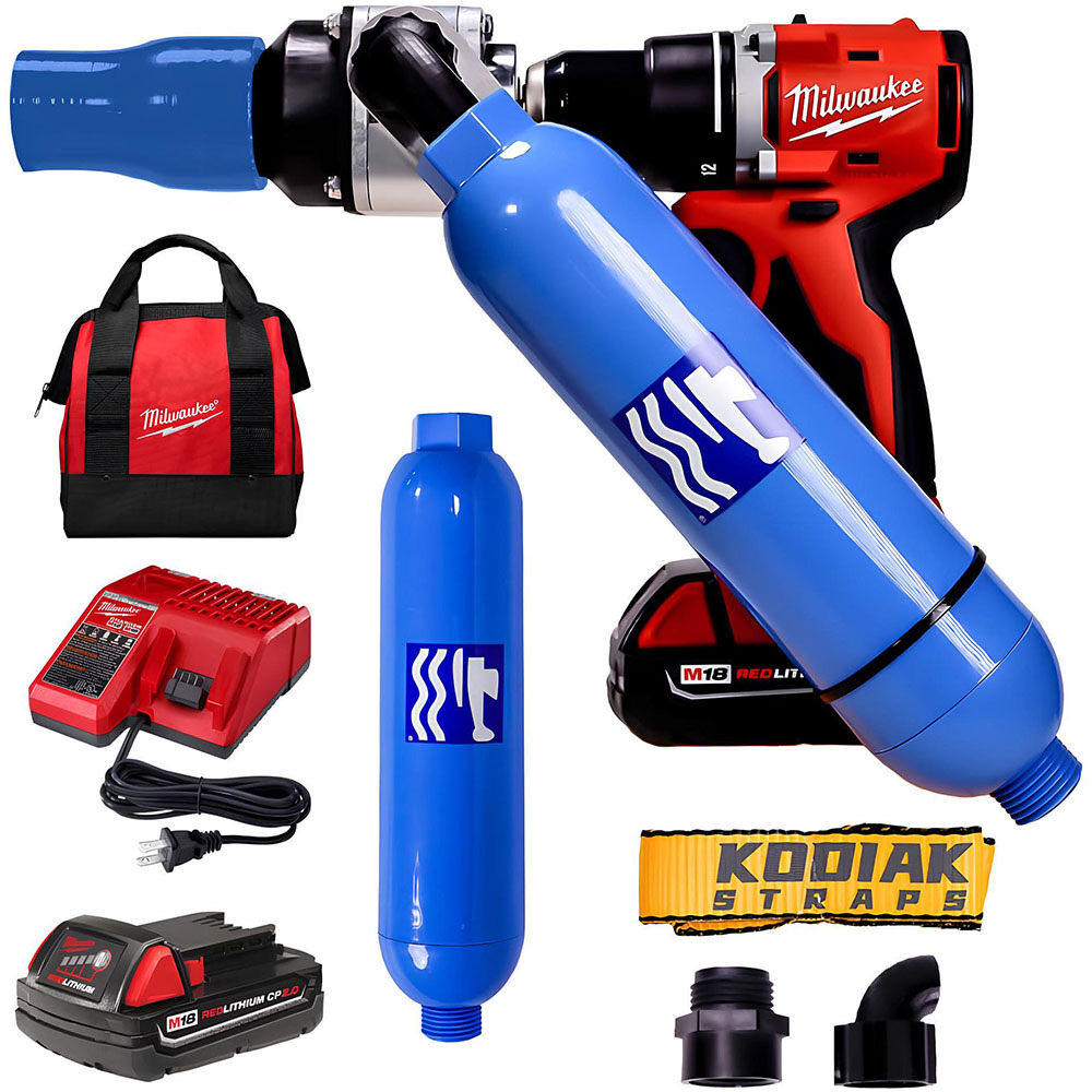 Turbo Seaplane Float Pump with Milwaukee M18 Compact Drill 2 Battery and 2 Invasive Species Filter Kit