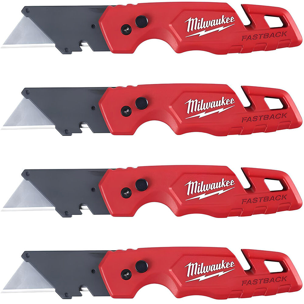 Milwaukee 4pk FASTBACK Folding Utility Knife with Blade Storage
