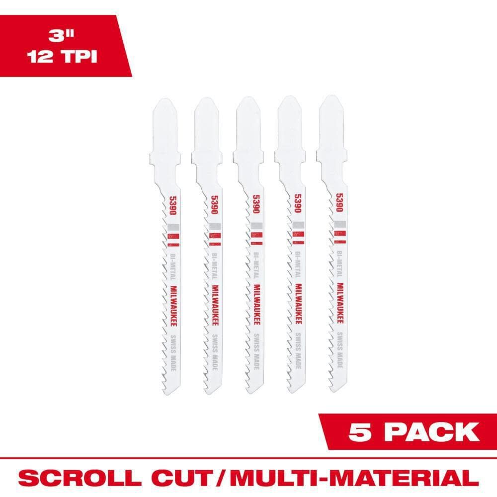 Milwaukee 3 in. 12 TPI Bi-Metal Jig Saw Blade 5PK