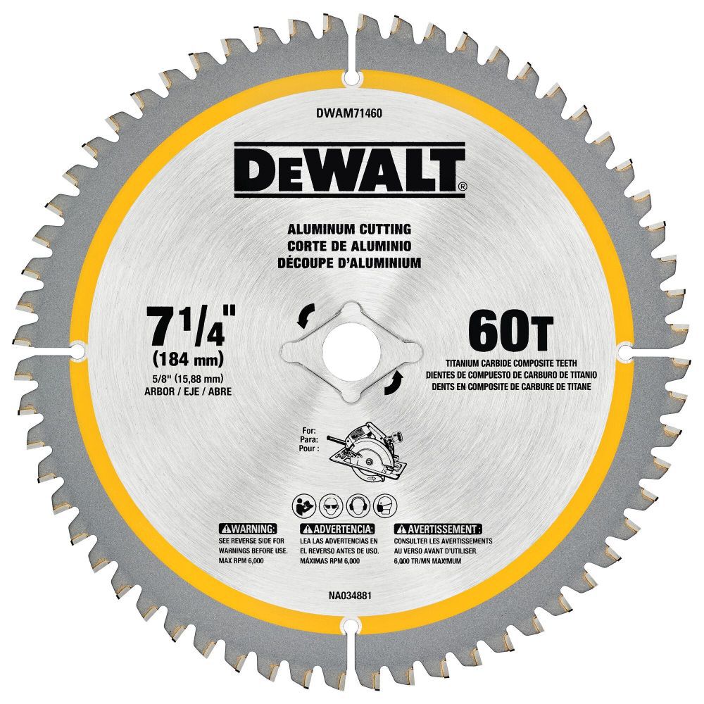 DEWALT 7-1/4 Inch 60T Aluminum Saw Blade