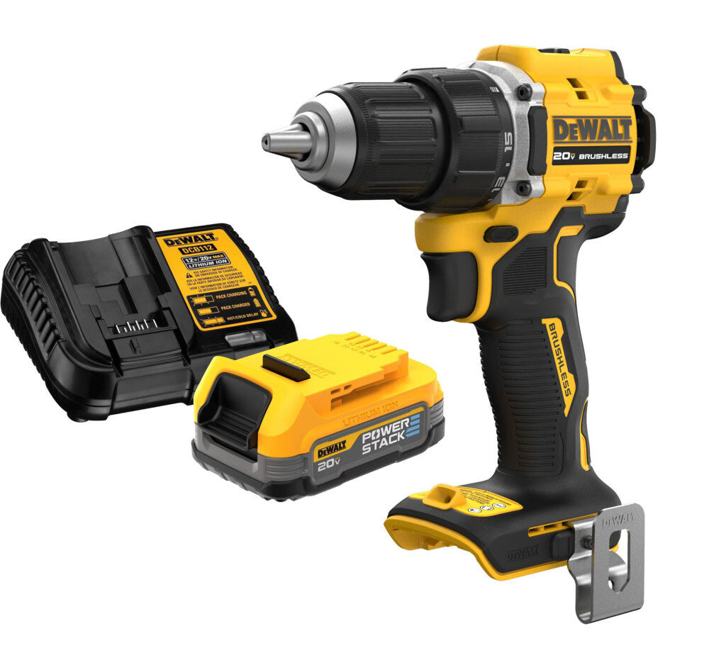 DEWALT ATOMIC Compact Drill Driver with POWERSTACK 20V MAX Battery & Charger Kit Bundle