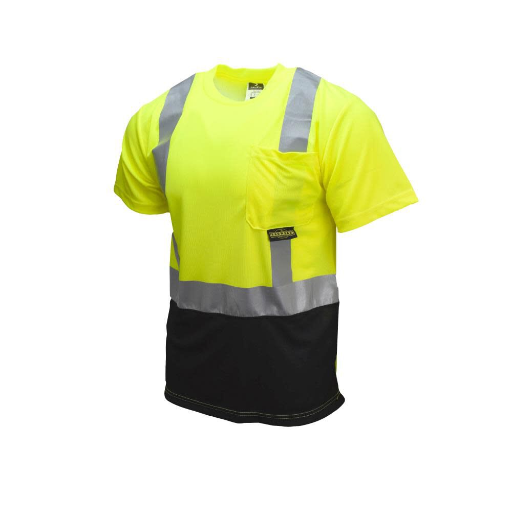 Radians ST11B Class 2 T-Shirt Short Sleeve Black Bottom Hi-Vis Green/Black L