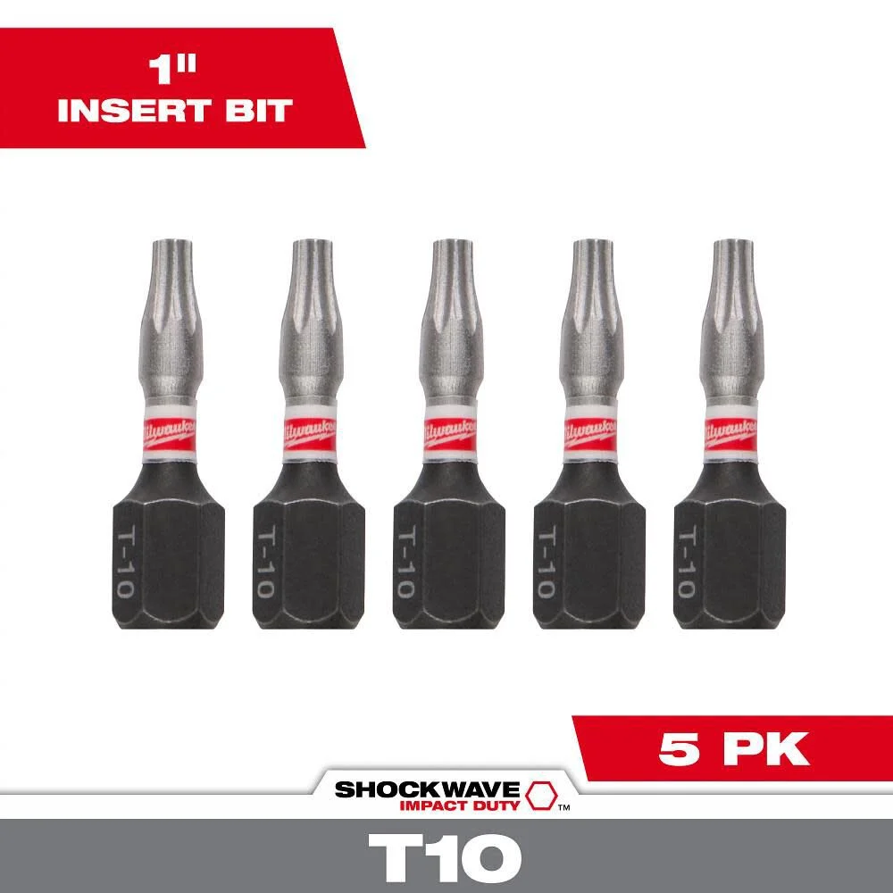 Milwaukee SHOCKWAVE 1 in. T10 Impact Driver Bits 5PK