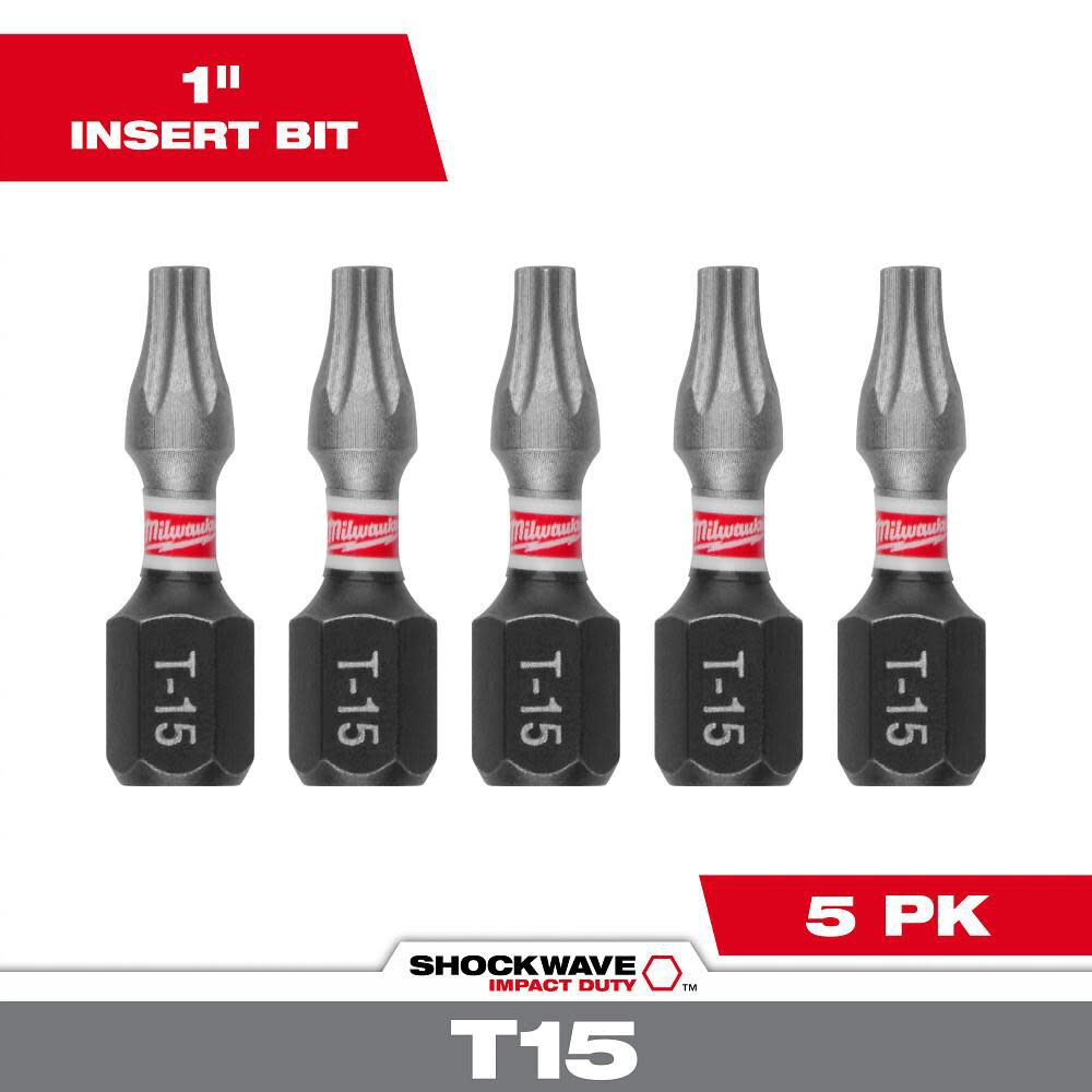 Milwaukee SHOCKWAVE 1 in. T15 Impact Driver Bits 5PK